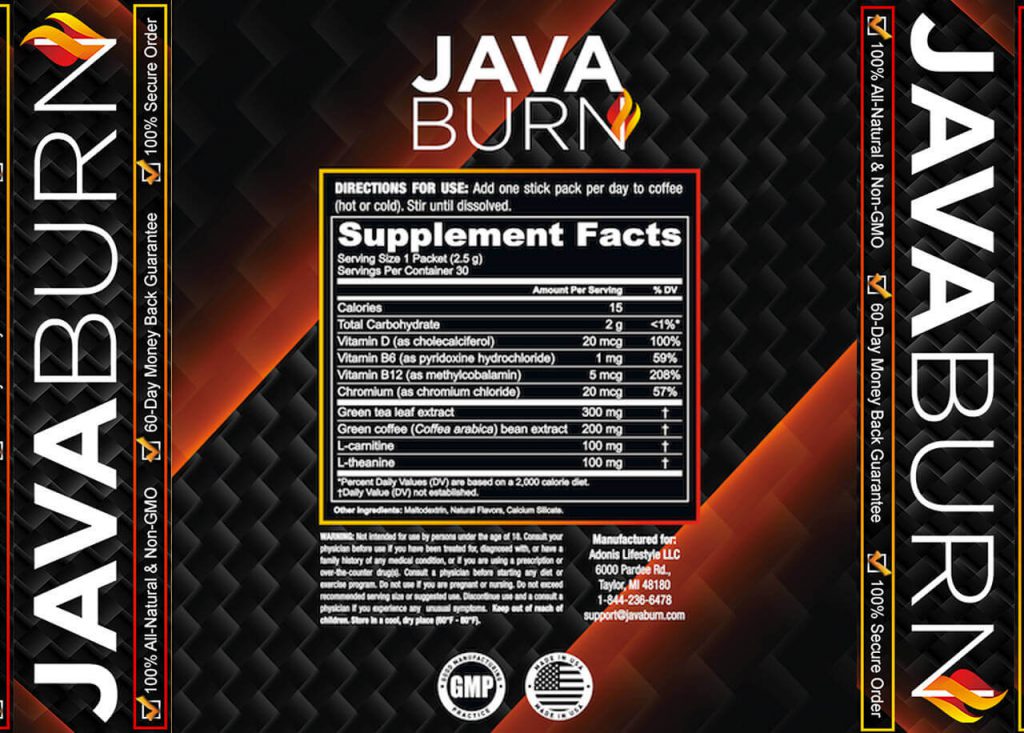 java burn ingredients